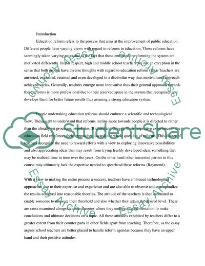 Teachers Attitude towards Education Reforms