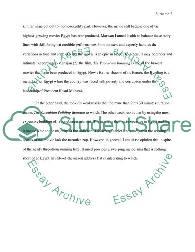 The Analysis of The Yacoubian Building