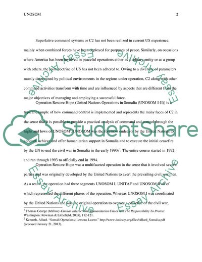 Command and Control (C2) Execution during Operation Restore Hope