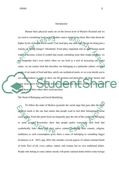 Food as a Tool of Satisfaction of Human Social Needs