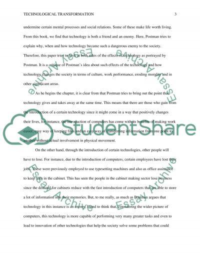 technopoly by postman essay A critique of chapter 11 of the book technopoly by neil postman more essays like this: neil postman, technopoly, critique of sign up to view the rest of the. technopoly by postman essay A critique of chapter 11 of the book technopoly by neil postman more essays like this: neil postman, technopoly, critique of sign up to view the rest of the.