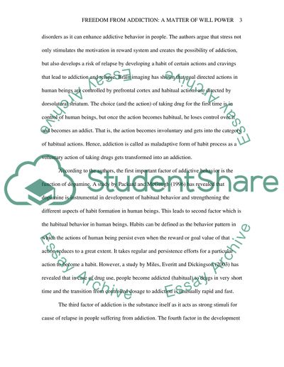 Freedom From Addiction: A Matter of Will Power