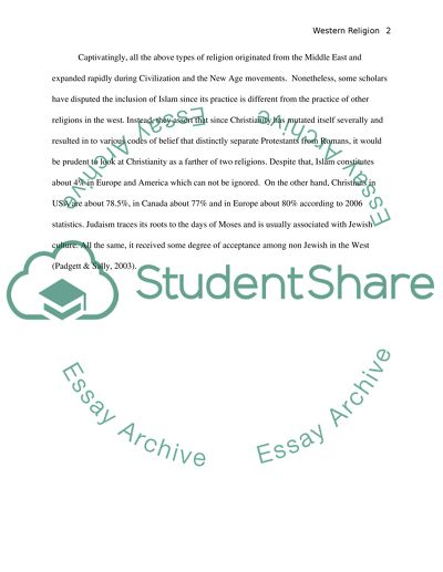 The Westerns three religions