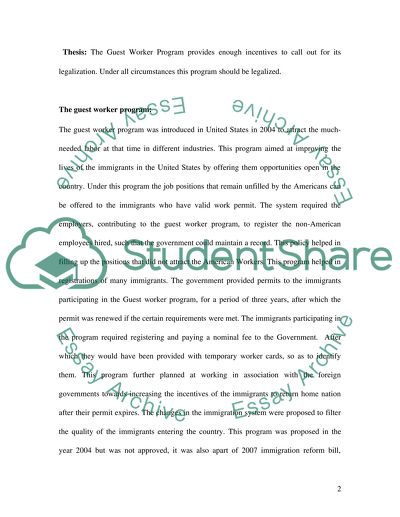 The guest worker program and immigrants