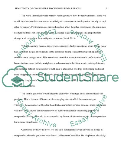 The positive analysis of how sensitive consumers are to changes in gas price