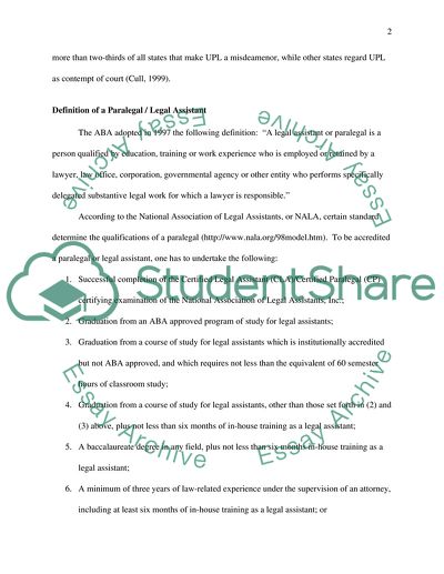 Unauthorized Practice of Law by Legal Assistants and Paralegals