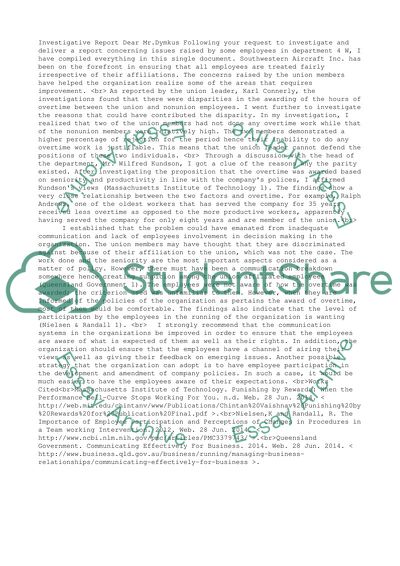 Investigation report