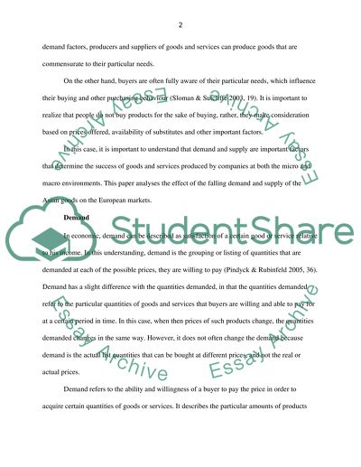 The Fall in Demand for Goods in Asia Is Likely to Have Repercussions for Goods Markets in Europe