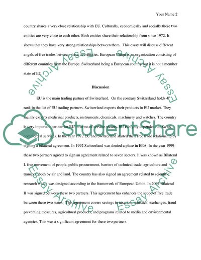 Free Trade: the European Union and Switzerland