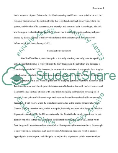 Current and Historical Pain Definition and Treatment