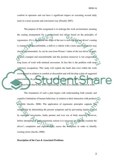 Application of Ergonomic Approaches in the Work of a Taxi Driver