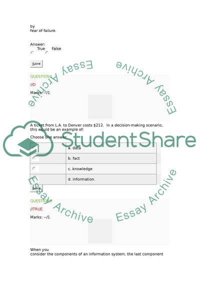 Business infromation system Quiz
