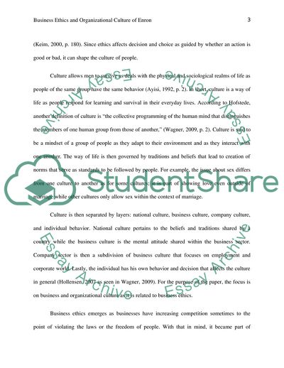 Business Ethics and Organizational Culture of Enron