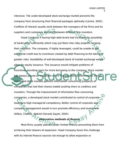 Level of Debt and Dividend Policy of Hoad Limited