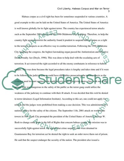 Civil Liberties, Habeas Corpus, and the War on Terror