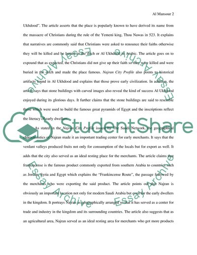 Najran City: The Role in Ancient History