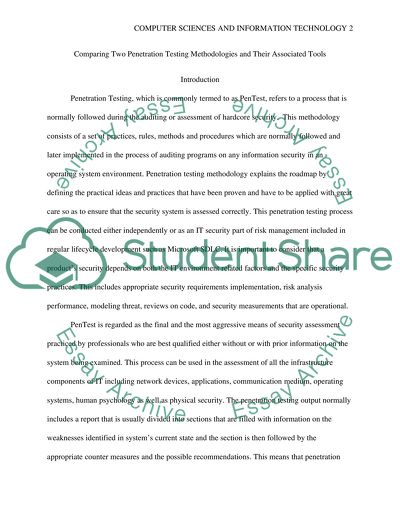Comparing Two Penetration Testing Methodologies. Penetration Testing versus Vulnerability Assessment