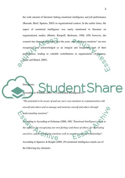 Emotional Intelligence and Employee Performance