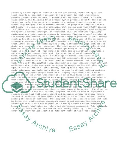 Total Rewards Programs