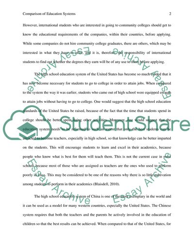 Comparison of Education Systems