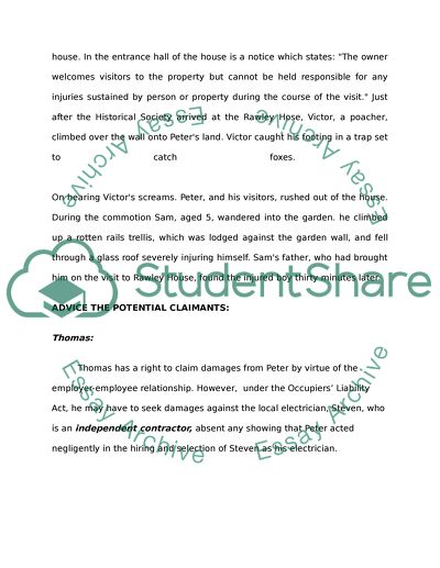 Occupiers Liability Problem