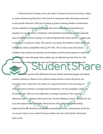 Cross-cultural Training for Global Virtual Teams