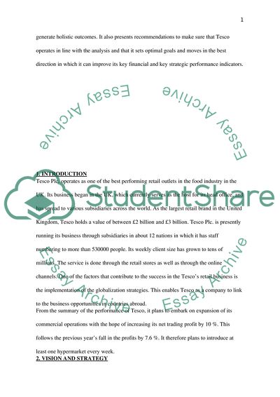 Balanced Scorecard and Strategy Map for the Tesco Company