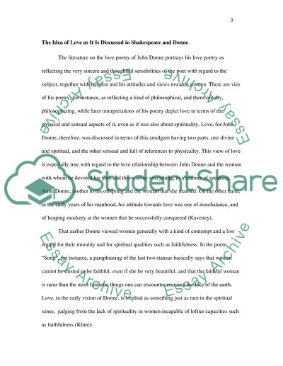 Discuss the idea of love as is expressed in Shakespeare and John Donne