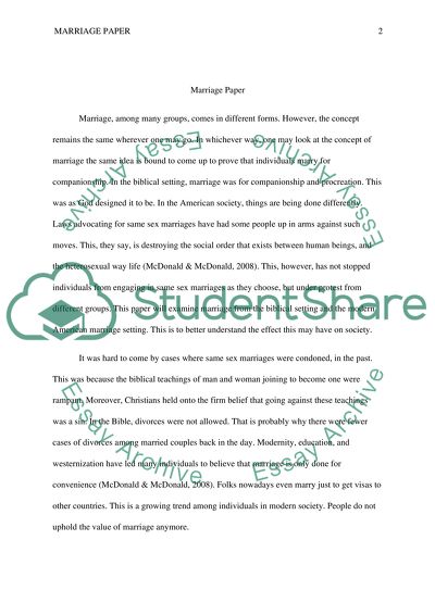 The concept of marrige according to Christian beliefs