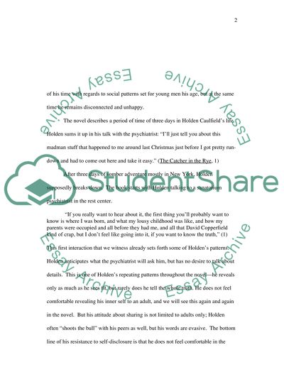 The fundamentality of Holdens alienation-- a form of self protection to resist the process of maturity