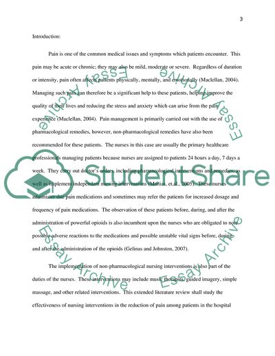 How Effective Are Nursing Interventions in the Pain Reduction among Patients in the Hospital Setting