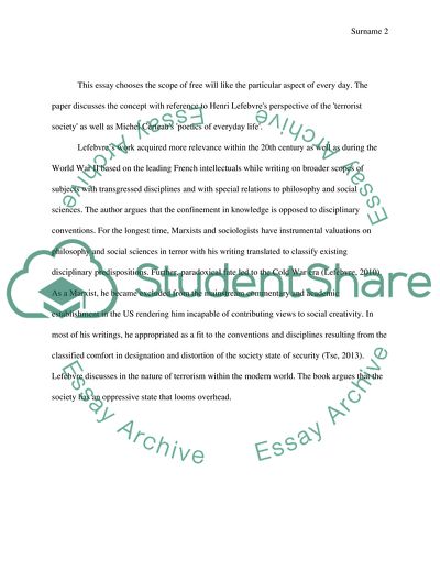 Lefebvres Terrorist Society and Certeaus Poetics of Everyday Life