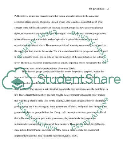 US government. What are interest groups