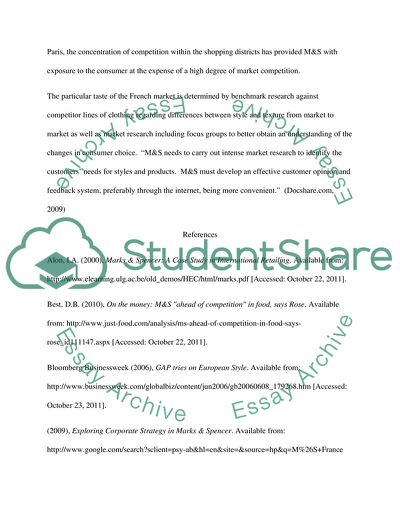 International Marketing -Situational analysis, Marks and Spencer FRANCE