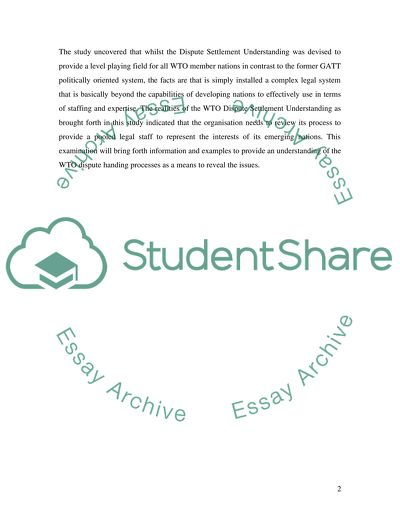 WTO Dispute Settlement Procedures