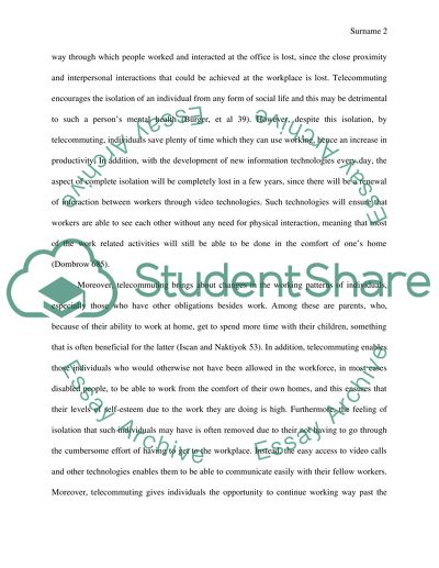 Social effects of Telecommuting