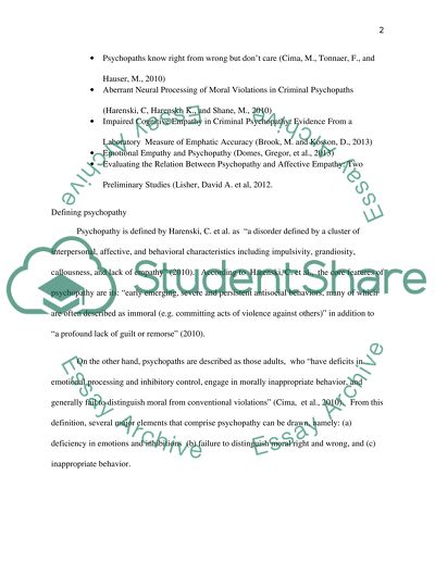 Empathy and Moral Deficiency in Psychopaths
