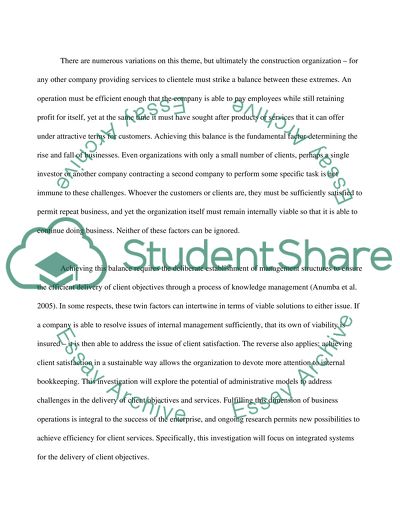 Integrated Systems of Insuring Customer Objectives in Construction Industry