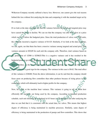 Wilkerson Company Variance Analysis