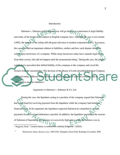 Arguments in Salomon v Salomon & Co Ltd