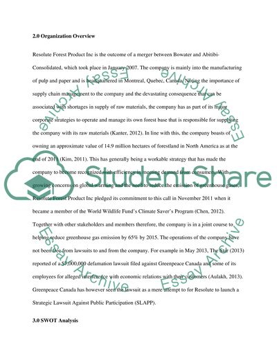 Corporate Strategy of Resolute Forest Products Inc
