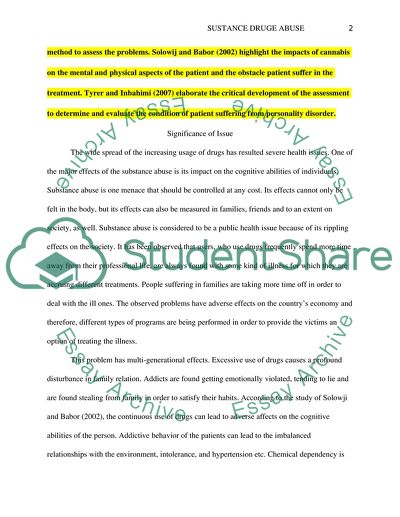 Substance Drug Abuse and Assessment