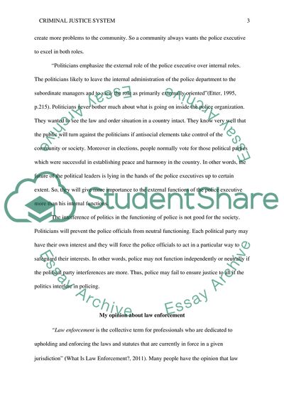 Criminal Justice System: Basic Roles of Police Executives