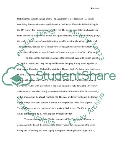 A Critical Analysis of The Decameron and a Comparison to the Canterbury Tales