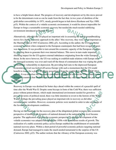 Development and Policy in Modern Europe