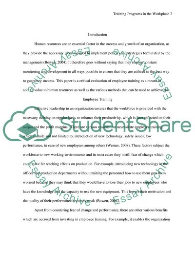 Training Programs in the Workplace