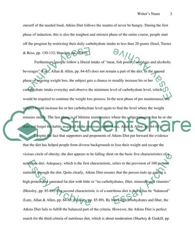 The Focus and Peculiarities of Atkins Diet