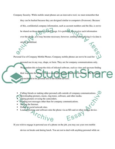 Policy for Mobile Phone Use
