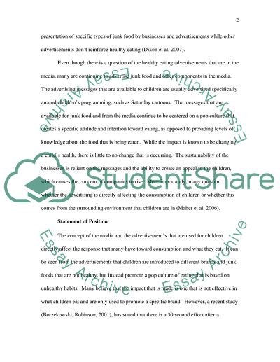 The Impact of Television Advertising of Food on Children