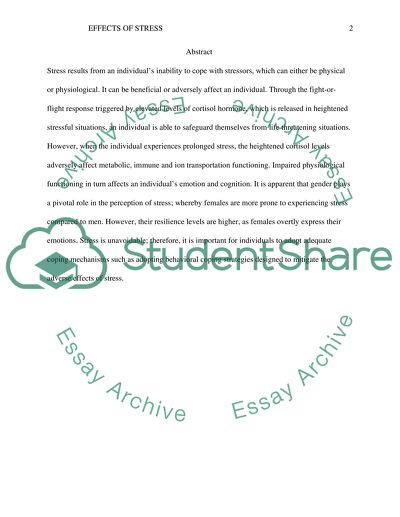 Effects of stress essay
